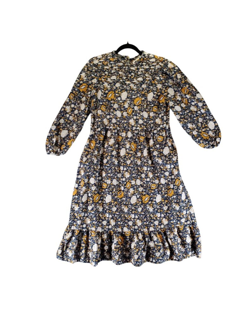 Universal Thread Dress Womens Medium Blue Multicolor Floral Print Long-Sleeve